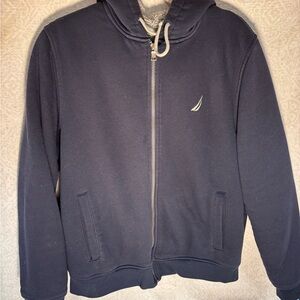 Nautica Men's Navy Full-Zip Hooded Sweatshirt with Sail Logo